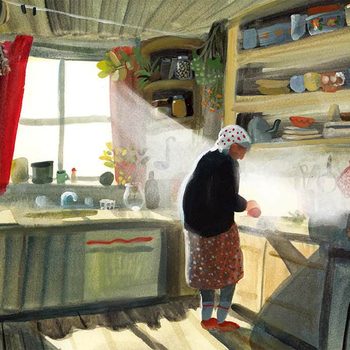 偕成社さんのインスタグラム写真 - (偕成社Instagram)「おばあちゃんはいつも、 じゃがいもをゆでる湯気のむこうで、 流しと、冷蔵庫と、 ガスコンロのあいだを くるくるうごきまわっている。  かた手にビーツをもったまま、 足で戸棚をあけ、 ひじで冷蔵庫をしめる。  料理をしながら、おばあちゃんは、 ずっと鼻歌をうたっている。 夜、外で鳴いている虫みたいに。  #おばあちゃんのにわ #ジョーダンスコット #シドニースミス #偕成社 #kaiseisha #公式アカウント #児童書 #絵本」9月19日 12時01分 - kaiseisha_pr
