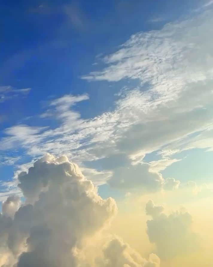 西原有紀のインスタグラム：「Sky seen from an airplane✈︎☁︎」