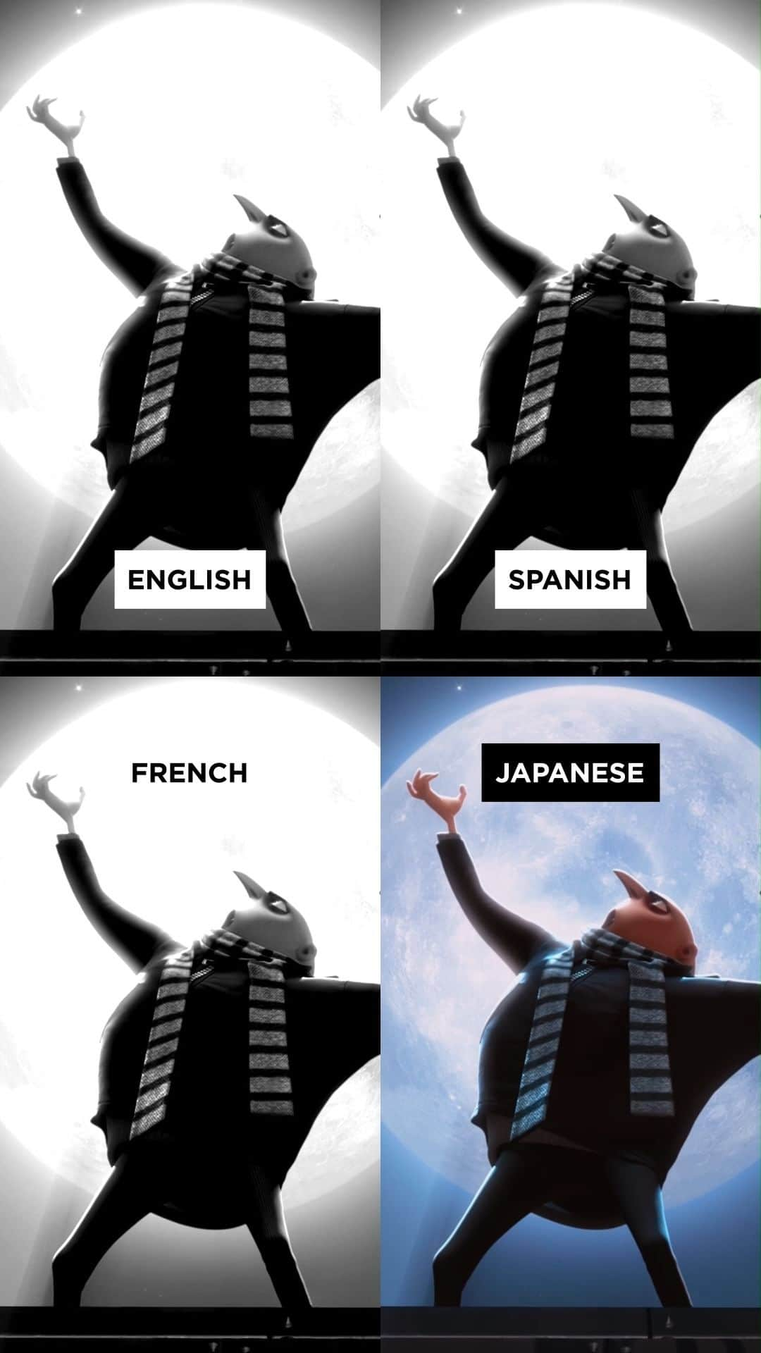 ミニオンのインスタグラム：「各国の怪盗グルーをお届け✨  ちなみに"グルー"は苗字って 皆さん知ってましたか？🤭  #苗字の日 #ミニオン #MINION」