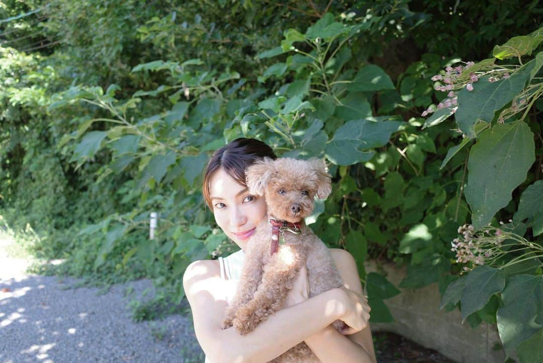 内山理名さんのインスタグラム写真 - (内山理名Instagram)「🌵🫧🐶  家族でおでかけ。  ティンクのことは朝から晩まで何回可愛いと言っているのだろうというくらい全部の行動が愛おしくて。笑  秋冬のお洋服も届き始めていますがもう少し夏服を楽しもう❤︎」9月19日 10時02分 - rinauchiyama_official