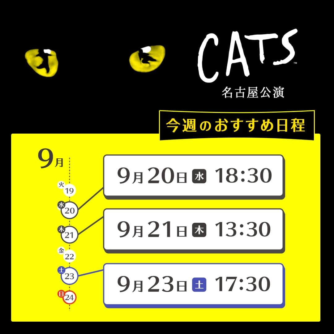 劇団四季さんのインスタグラム写真 - (劇団四季Instagram)「今週の #おすすめ日程 を、画像2枚目以降でチェック✍ ※9/19現在  ❄『#アナと雪の女王』東京 🦁『#ライオンキング』東京 🐈『#キャッツ』名古屋 🐠『#リトルマーメイド』札幌  予定が直前までわからなくても大丈夫。 当日券は開演2時間前までインターネットでご予約可能です📱  ＼お得なキャンペーン・劇場イベント／ 🌟『キャッツ』名古屋公演 ・来場者プレゼント ・オフステージトーク ・舞台見学サービス ・デジタルスタンプラリー  🌟『リトルマーメイド』札幌公演 ・9月限定 お得な平日バリュー料金 実施中 ・デジタルスタンプラリー ・日本通算4000回特別カーテンコール ・バックステージツアー  #アナと雪の女王 #ライオンキング #リトルマーメイド #キャッツ #劇団四季 #空席状況 #ディズニー #JR東日本四季劇場春 #有明四季劇場 #東1丁目劇場施設 #名古屋四季劇場 #shikitheatrecompany #disney」9月19日 10時31分 - gekidanshiki_official