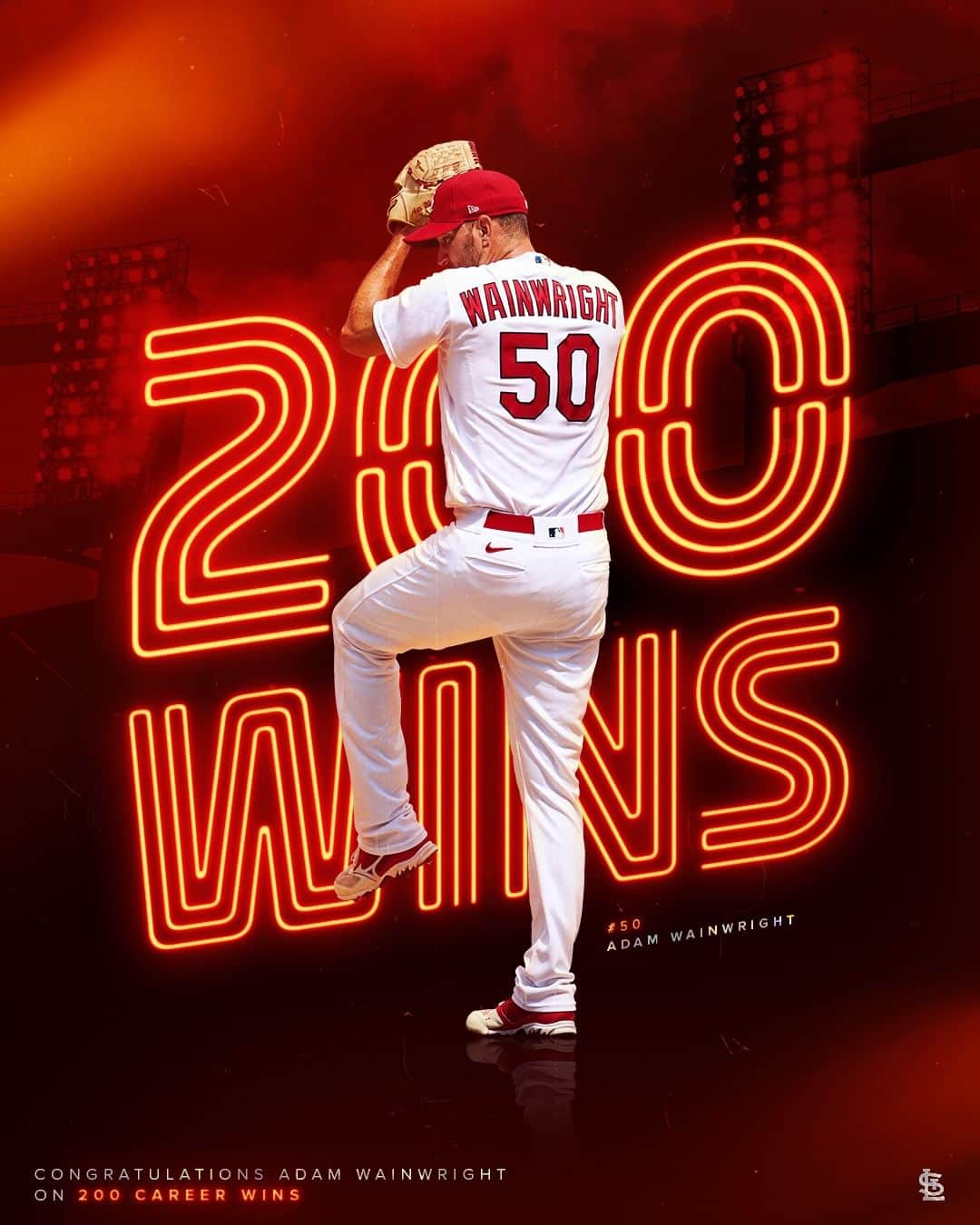 セントルイス・カージナルスのインスタグラム：「HE'S DONE IT!  200 CAREER WINS FOR ADAM WAINWRIGHT!!」