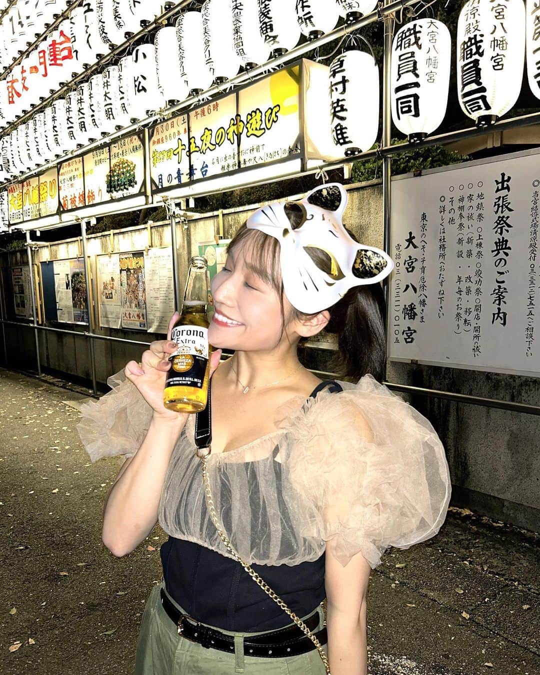 HIKARIさんのインスタグラム写真 - (HIKARIInstagram)「🦊🤎  まだお祭りがあると聞いて 遊びに行ってきたよ🌼  急いで向かったから顔うっすいぜ。笑  そいえば髪伸びた〜ポニーテール もうできるっ🐎♪  tops≪ @crayme_official  ゆいさんのお洋服デザイン唯一無二だし 可愛いし最強✌︎  _ #東京 #お祭り #夏の終わりに  #crayme #お面ゲット」9月19日 22時14分 - hikari_niko424