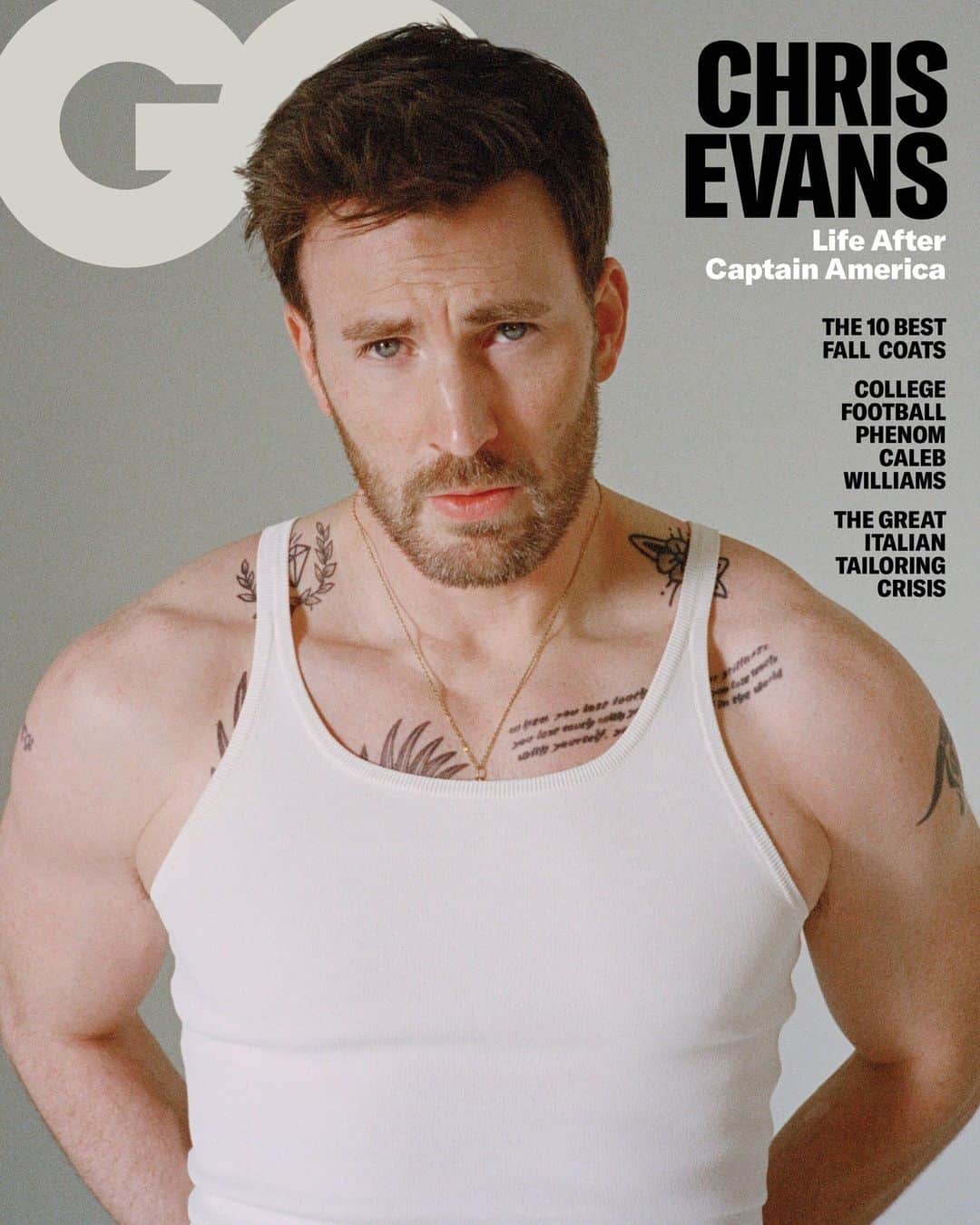 GQのインスタグラム：「Presenting our October cover star, Chris Evans.  The reluctant leading man gets candid about a few of the things he’s been contemplating lately: humanity’s tiny place in our vast galaxy, autumns in New England, whether his dog realizes he’s famous, and how being a movie star isn’t the best occupation for a guy who’s so prone to thinking about absolutely everything.  This is just a glimpse of what it’s like to live in Chris Evans’s head, which even he would escape if he could. Read the October cover story at the link in bio.   Written by @zachbaron Photographed by @stevie_dance Styled by @imamandapham Hair by: @hairbyorlandopita Skin by: @kumicraig」