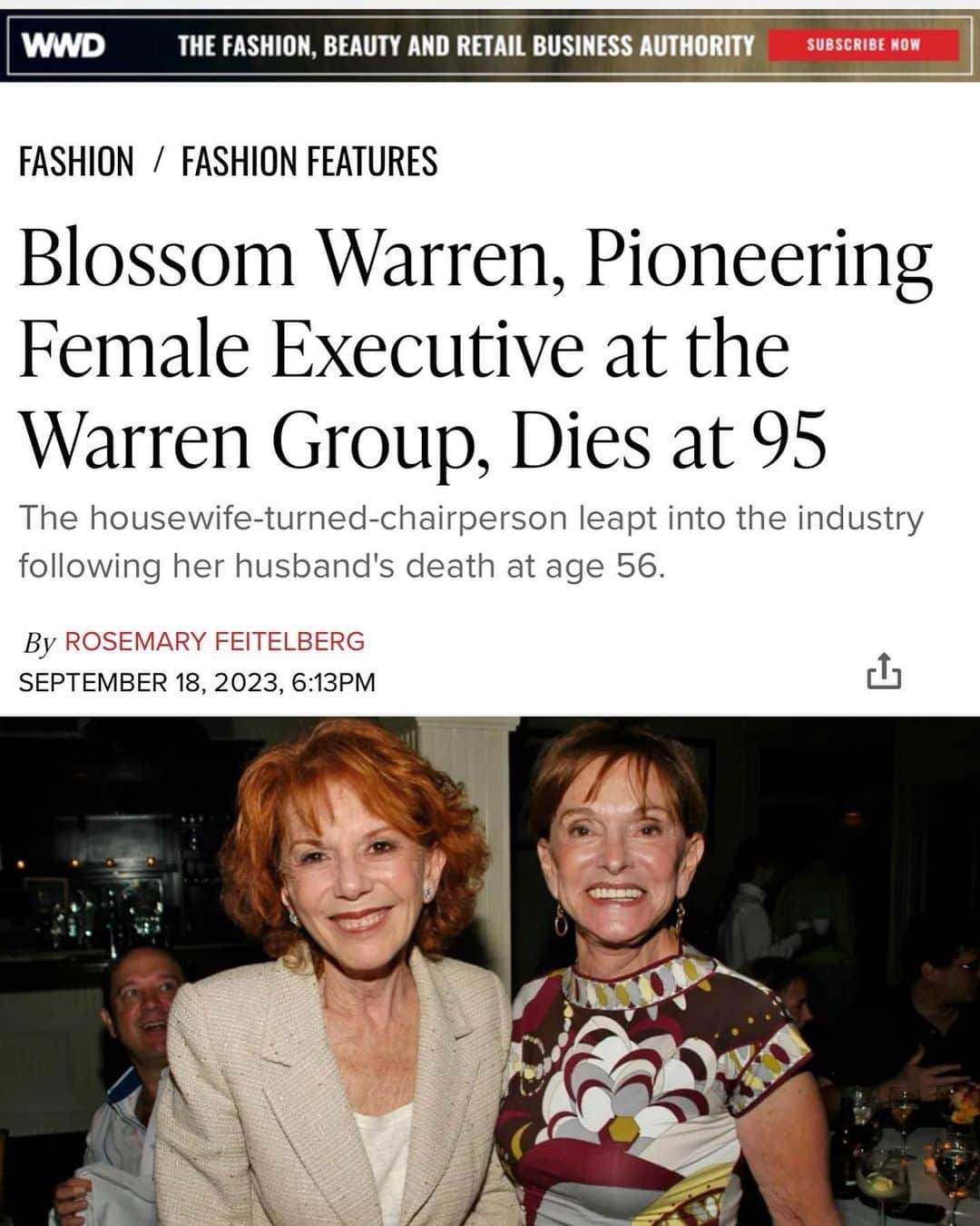 アンドリュー・ウォーレンのインスタグラム：「Yesterday, after watching my best friend get married and my company getting on the PR Net 100 list - I realized it was the first time I wasn’t going to email these moments/photos to my grandmother. I will forever miss her, so a huge thank you to @wwd for covering her not just for her iconic style, but for being a boss I can only inspire to be like 🫶🏼 Love you Gigi  Link In Bio.」