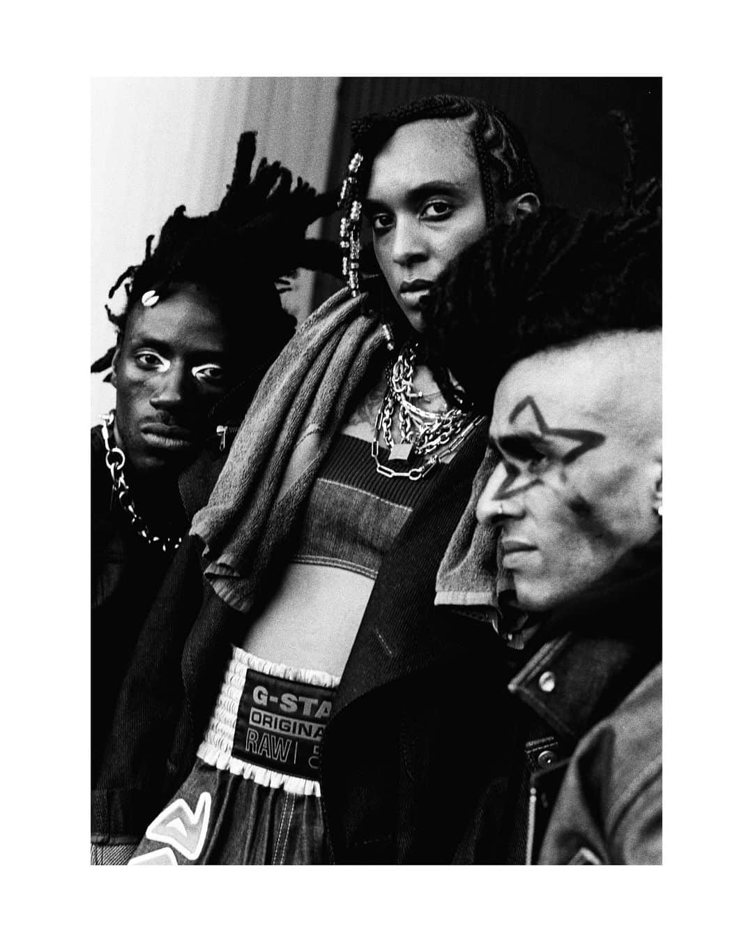 ジースター ロゥのインスタグラム：「The portraits pay homage to the spirit of Berlin's nightlife. Sven cast the talents himself. A raw representation of nocturnal Berlin.   11 +1 Club Couture  Created by G-Star RAW Captured by Sven Marquardt」