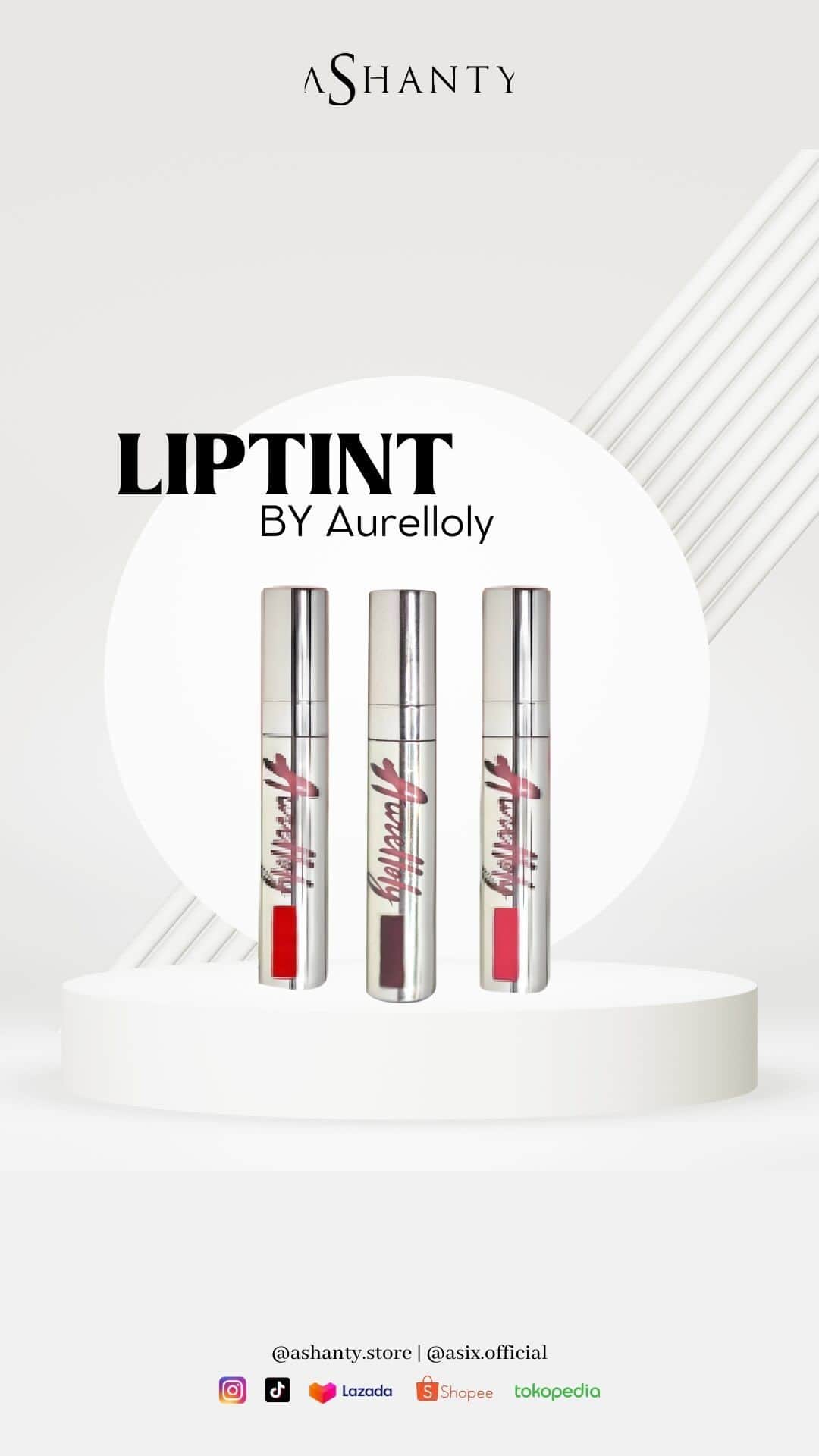 ASHANTY BEAUTY CREAM OFFICIALのインスタグラム：「Hayoo siapa yang gak naksir sih sama warna liptint Aurel ini🤩  Warnanya bikin cantik bibir, ga bikin kering,  dan yang pasti longlasting guys😜 Pilihan Shade :  * Burgundylove * Pinkyheart * Redkiss  Informasi & Pemesanan kunjungi link yang tertera dibio instagram @ashanty.store ya😊  #liptintviral #liptint #liptatto #tattobibirhalal #liptintaurel」