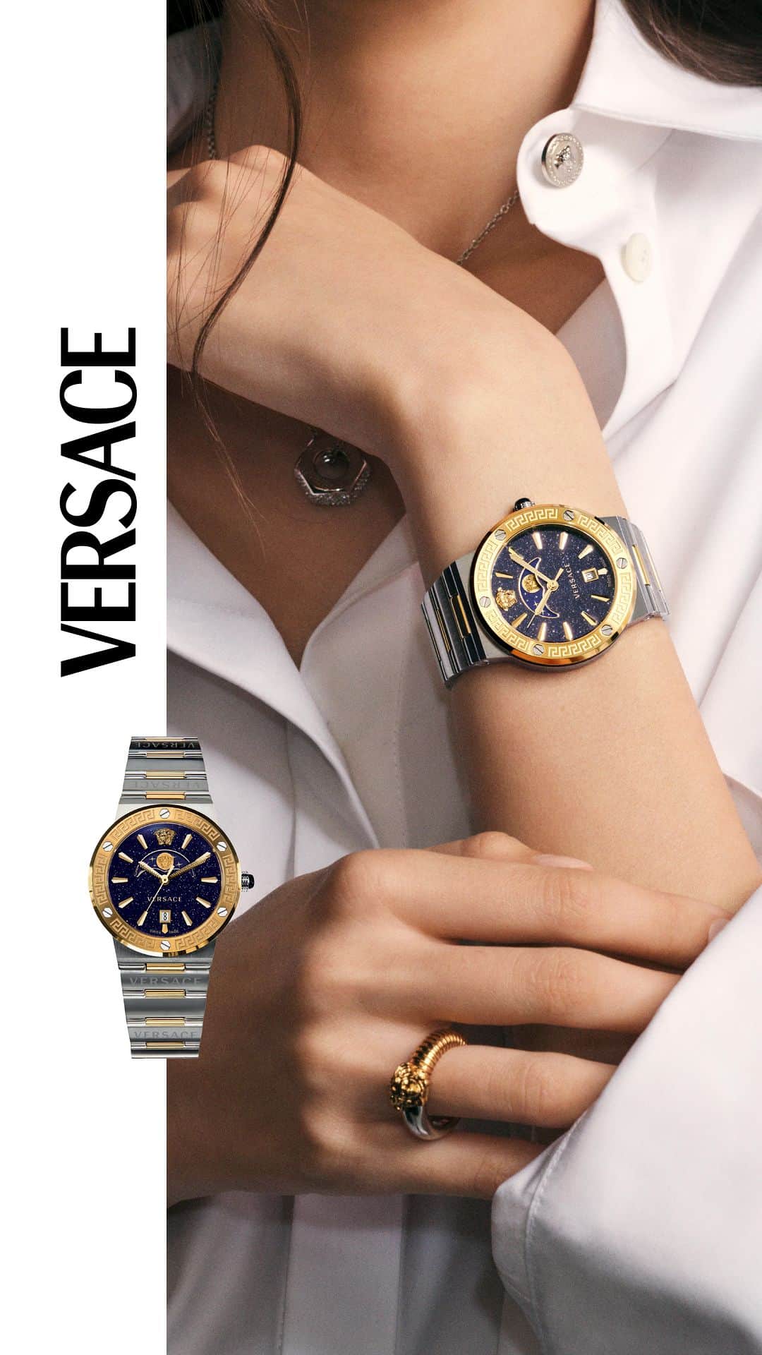 ジャンニヴェルサーチのインスタグラム：「A Versace Watches Advertisement  Sponsored by Versace  #VersaceWatches #VersaceFW23 #AD」