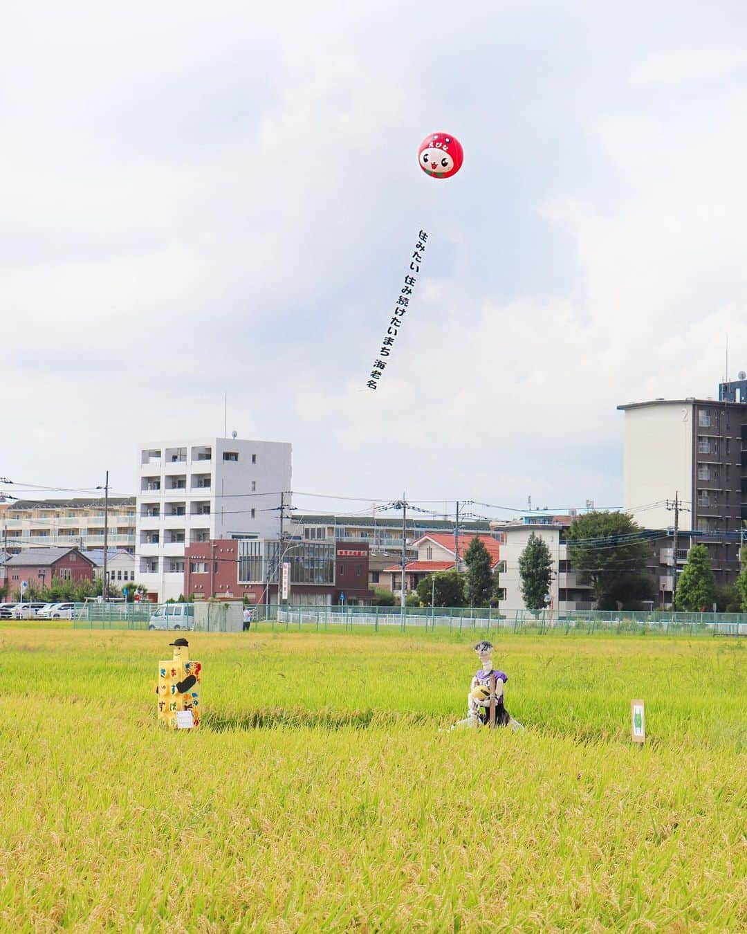 海老名市のインスタグラム：「９月17日まで開催されていた「第31回中新田かかしまつり」。 黄金色に染まる田の上をえび～にゃのアドバルーンが優雅に浮かびました🎈  📷 #好きです海老名 写真募集に、ぜひご応募ください！ 詳しくは、@ebina_officialのプロフィールより、公式サイトをご覧ください。 ご応募、お待ちしています！  #好きです海老名 #住みたい住み続けたいまち海老名 #海老名 #神奈川 #ebina #写真募集 #写真 #募集 #秋 #中新田 #かかし #かかしまつり #田んぼ #アドバルーン #海老名の秋」