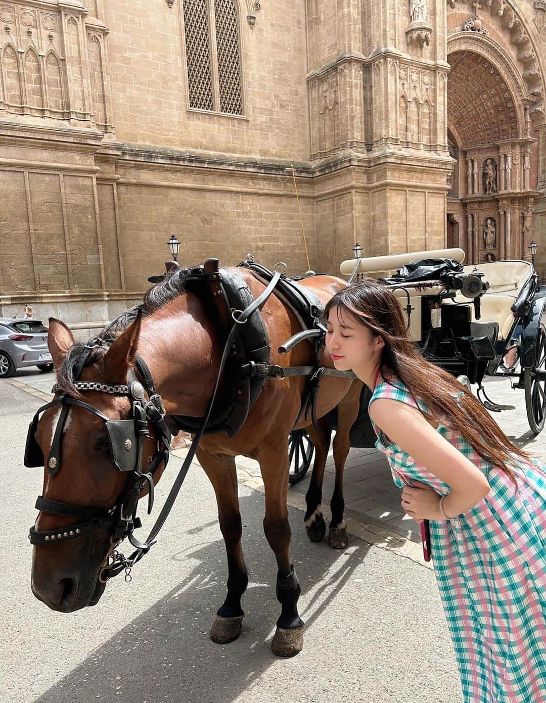 のインスタグラム：「Catedral de Santa María de Palma de Mallorca 🐴 ⁡ ⁡ ⁡ ⁡ ⁡ ⁡ ⁡   #マヨルカ島 #マヨルカ #パルマデマヨルカ #  #スペイン #Spain#gaudi #sagradafamilia #museum #チェスティ  #chesty #ワンピースコーデ  #世界遺産 #worldheritage #royalcaribbean #ロイヤルカリビアン #クルーズ #cruise #japan #japanesegirl #japanese #charlsandkeith #nikeairmax #海外旅行」