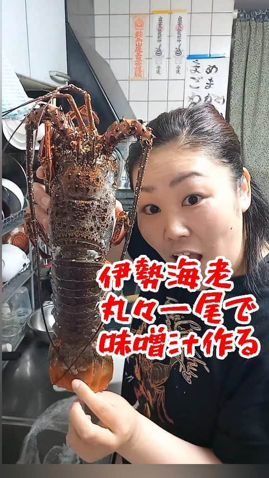 ぢゃいこのインスタグラム：「贅沢すぎる伊勢海老の味噌汁🦞✨ #ぢゃい飯 #自炊 #料理 #家庭料理 #伊勢海老 #伊勢海老の味噌汁 #ぢゃいこ #吉本新喜劇ぢゃいこ #吉本新喜劇」