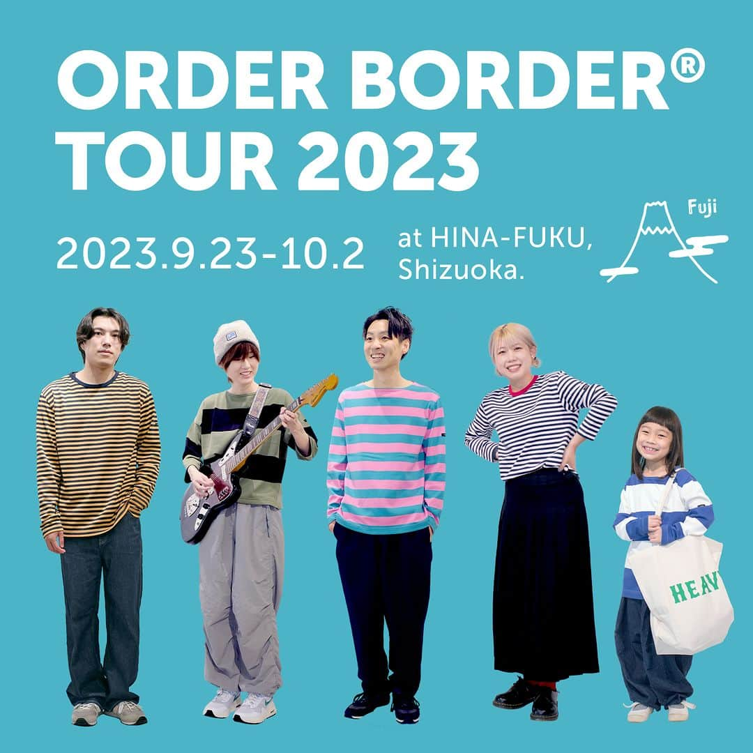 G.F.G.S.のインスタグラム：「ORDER BORDER TOUR 2023  9/23(sat)-10/2(mon)の期間、 静岡県富士市比奈のHINA-FUKU(@hinafukubasic )さんにて、 ORDER BORDER受注会を開催していただきます。  HINA-FUKUさんの受注会では、パイピングを別色で選べる受注会限定モデル「1*1 crew-neck Selectable Piping color」をオーダーいただけます。10mm×10mmのボーダー2色のほか、パイピング部分の色もカスタマイズすることができ、よりオリジナリティの高いボーダーを作ることができます。 HINA-FUKUさんの受注会でも「びわ・もも・うぐいす・あさぎ」4色の2023AW新色サンプルと、秋冬に温かみを感じられるAWシーズンに人気の「Classic」モデルの各種サンプルをご用意しております。  豊富なバリエーションの中から自分の「好き」を選ぶ時間をお楽しみください。  近日中に2023AWシーズンのカラープレビューもご覧いただけます◎ https://www.gfgs.net/shop/  リンクはプロフィール(@gfgs )から  ―――――――――――  HINA-FUKU  〒417-0847 静岡県富士市比奈628-9  TEL 054-538-3008 営業時間　 11:00-18:00 定休日　火曜日  ※会期中の営業時間や休業日等  詳細は公式HPやSNS等でご確認ください。  ――――――――――― #gfgs #orderborder #静岡 #富士 #比奈 #HINA-HUKU #手仕事 #丁寧な暮らし #衣食住 #セレクトショップ #ファッション #オーダー会 #ワードローブ #カスタム #セミオーダー #秋服  #冬服 #買い物 #選ぶ #着心地 #お出かけ #カジュアル #シンプル #カットソー #デイリーウェア #ボーダー #しましま #ボーダートップス」