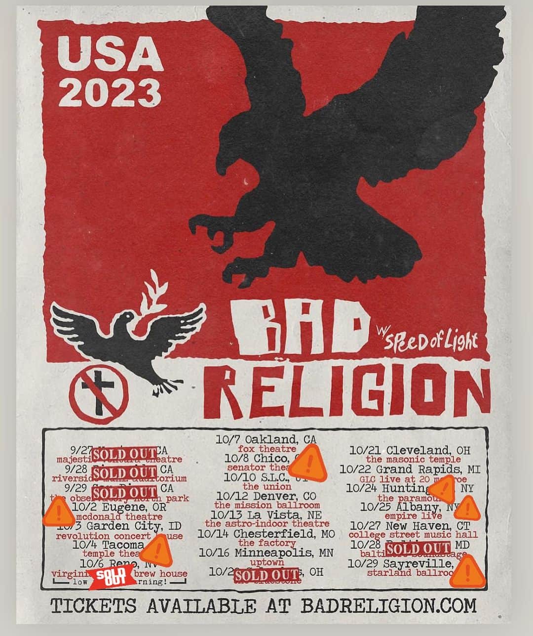 のインスタグラム：「The time is nigh! 🔥  ticketing link in story and at badreligion.com」