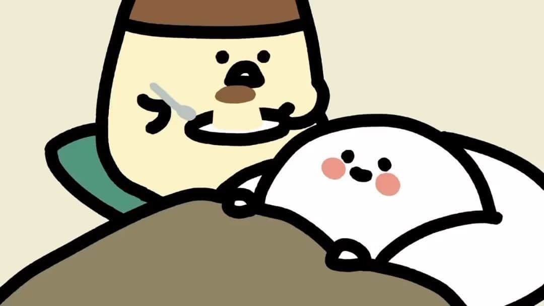 お文具のインスタグラム：「もう少し休みます、食欲はあります🥄  #お文具さん #イラスト」