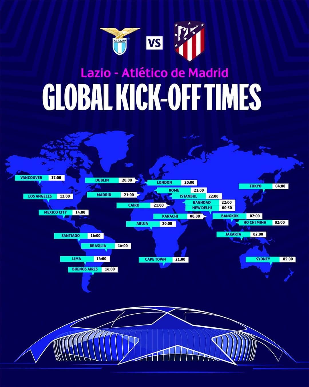 SSラツィオのインスタグラム：「4️⃣ hrs left  #UCL  #LazioAtleti #CMonEagles 🦅」