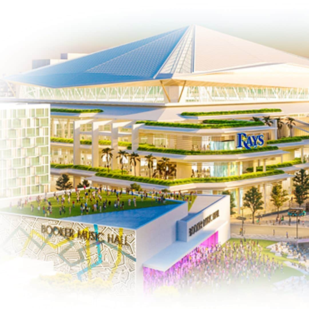 タンパベイ・レイズのインスタグラム：「👀 Get ready for a whole new gameday experience. The future home of the Tampa Bay Rays includes a state-of-the-art ballpark and development of the surrounding Historic Gas Plant District, all in the heart of downtown St. Petersburg.    First look ➡️  Raysbaseball.com/HereToStay」