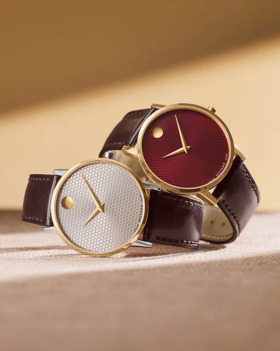 モバードのインスタグラム：「Our iconic Museum Dial has a single dot at 12 o’clock, symbolizing the sun at high noon.  Featured: Museum Classic」
