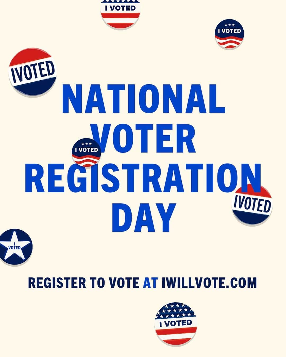 のインスタグラム：「If you want your representatives to support the issues you care about, it’s important to show up to vote in every election.  This National Voter Registration Day, register or update your voter registration at IWillVote.com. Then ask your family and friends to do the same.」