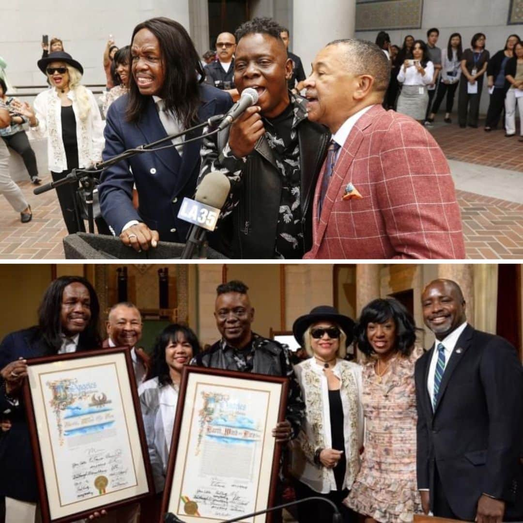 アース・ウィンド・アンド・ファイアーのインスタグラム：「#DoYouRemember Back on September 10, 2019 Councilmember Marqueece Harris-Dawson @mhdcd8 and the Los Angeles City Council named September 21st 𝐄𝐚𝐫𝐭𝐡, 𝐖𝐢𝐧𝐝 & 𝐅𝐢𝐫𝐞 𝐃𝐚𝐲 in Los Angeles as our day.   Keep celebrating with us!!🎉」