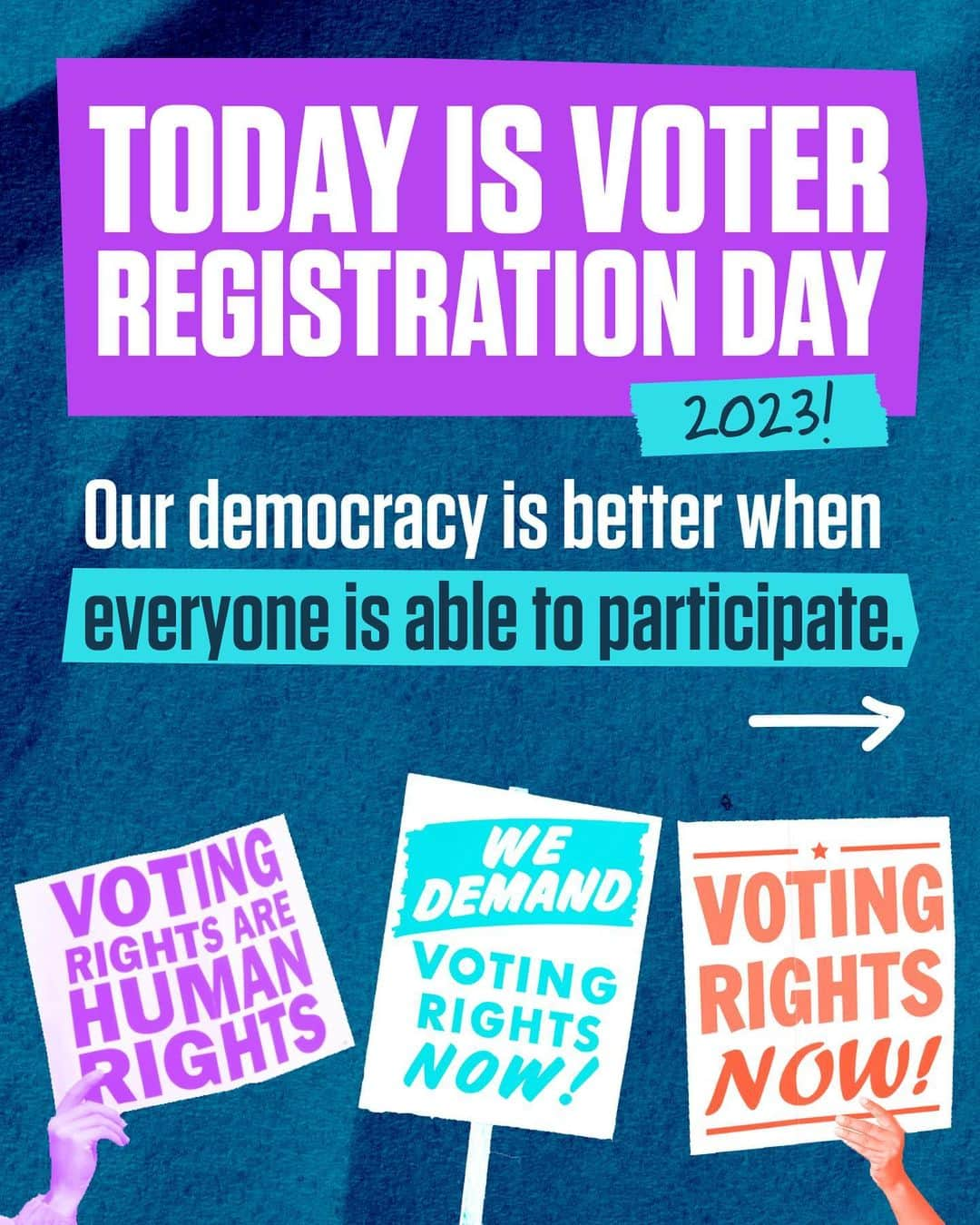 ミーシャ・コリンズのインスタグラム：「Today is Voter Registration Day 2023! Our democracy is better when everyone can participate.   Do your part by ensuring your voter registration is current, and help a friend, loved one, or colleague make sure as well.   Even if you're registered, you could need to re-register if:  🏠 You moved, or your address changed recently 🪪 You changed your name ➖ You live in a state that may have purged their voter lists  Double-check your voter registration or register to vote at vote.org 🗳️❤️」