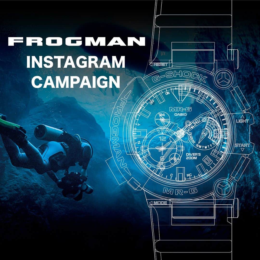 のインスタグラム：「FROGMAN 30th Anniversary CAMPAIGN  FROGMANシリーズの生誕30周年と、初代FROGMAN「DW-6300」のレストアサービスの実施を記念して、@gshock_jp ではInstagramキャンペーンを開催します！  あなたの自慢のFROGMANを投稿して「G-SHOCKオリジナルウォッチホルダー」をゲットしよう。  ▼応募方法 1) @gshock_jp をフォロー 2) #マイフロッグマン をつけてお持ちのG-SHOCK FROGMANの写真をInstagramに投稿  上記2ステップで応募完了です。たくさんの投稿をお待ちしております！  ▼応募期間 2023年9/15(火)～11/30(木)  ▼当選人数・景品 10名様 G-SHOCKオリジナルウォッチホルダー   ▼注意事項 ※投稿された画像は特設サイトに掲載させていただきます。特設サイトはストーリーズのURLをチェック。 ※応募期間終了後、厳正なる抽選を経て当選された10名の方には @gshock_jp からDMにてご連絡致します。 ※@gshock_jp 以外からはご連絡致しません。偽アカウントには十分にご注意ください。 ※DMに記載の期日までにご回答が無い場合、当選の権利は無効となります。  ▼応募規約 https://casio.link/48guWUa  #g_shock #frogman #マイフロッグマン #キャンペーン #anniversary」