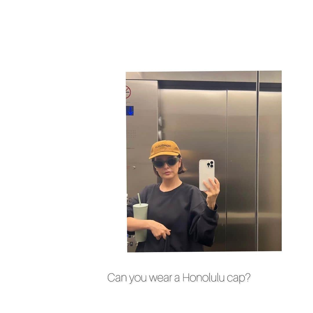 梨花 のインスタグラム：「Can you wear a cap that says Honolulu?🤣」