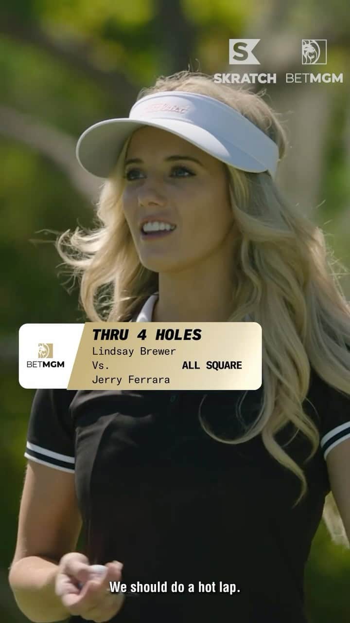 Lindsay Brewerのインスタグラム：「Mix up that mundane stroke play and lock in on a “friendly” game of match play.  @jerryferrara and @lindsaymariebrewer go head-to-head and show us the ropes, presented by @betmgm. Link in bio to find out who goes dormie.」
