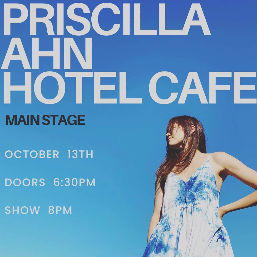 プリシラ・アーンのインスタグラム：「This is happening!! At @thehotelcafe 10/13.  Ticket link in bio!  Come say Hi! 👋🏼」