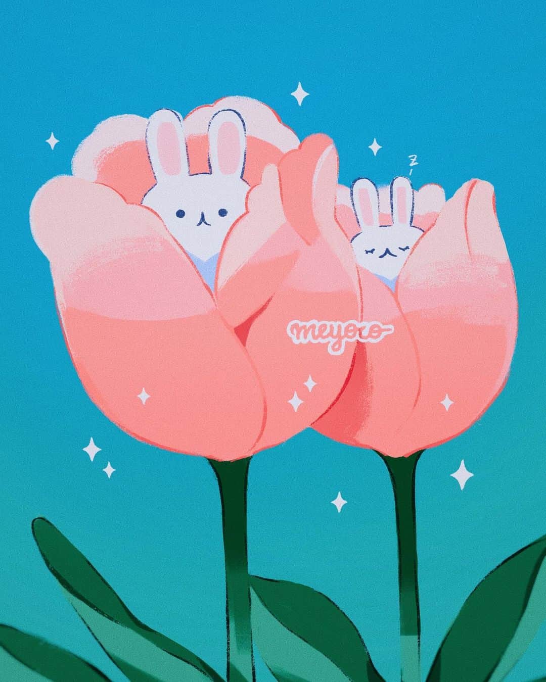 meyocoさんのインスタグラム写真 - (meyocoInstagram)「buns in flowers 🐰🌸🌷」10月5日 3時16分 - meyoco