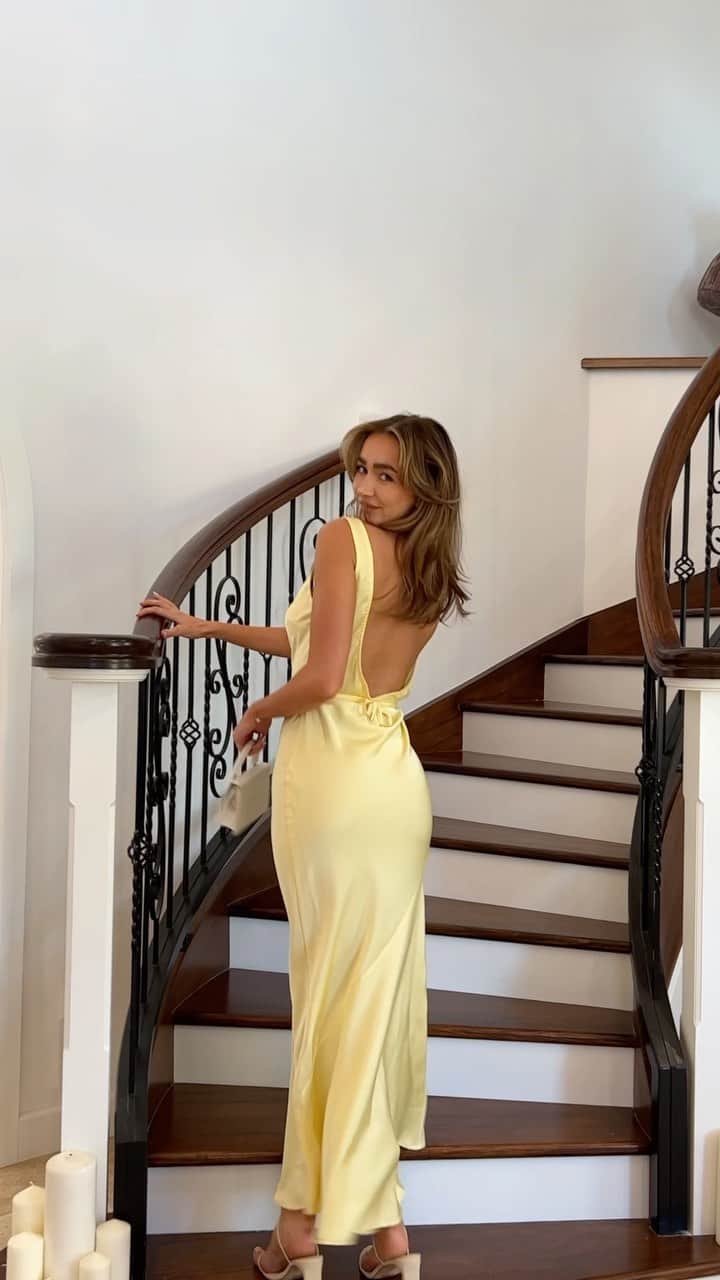 Beginning Boutiqueのインスタグラム：「For living out your Andie Anderson dreams 💛✨ Shop the NEW Carnation Yellow Satin Maxi Dress, online now!」