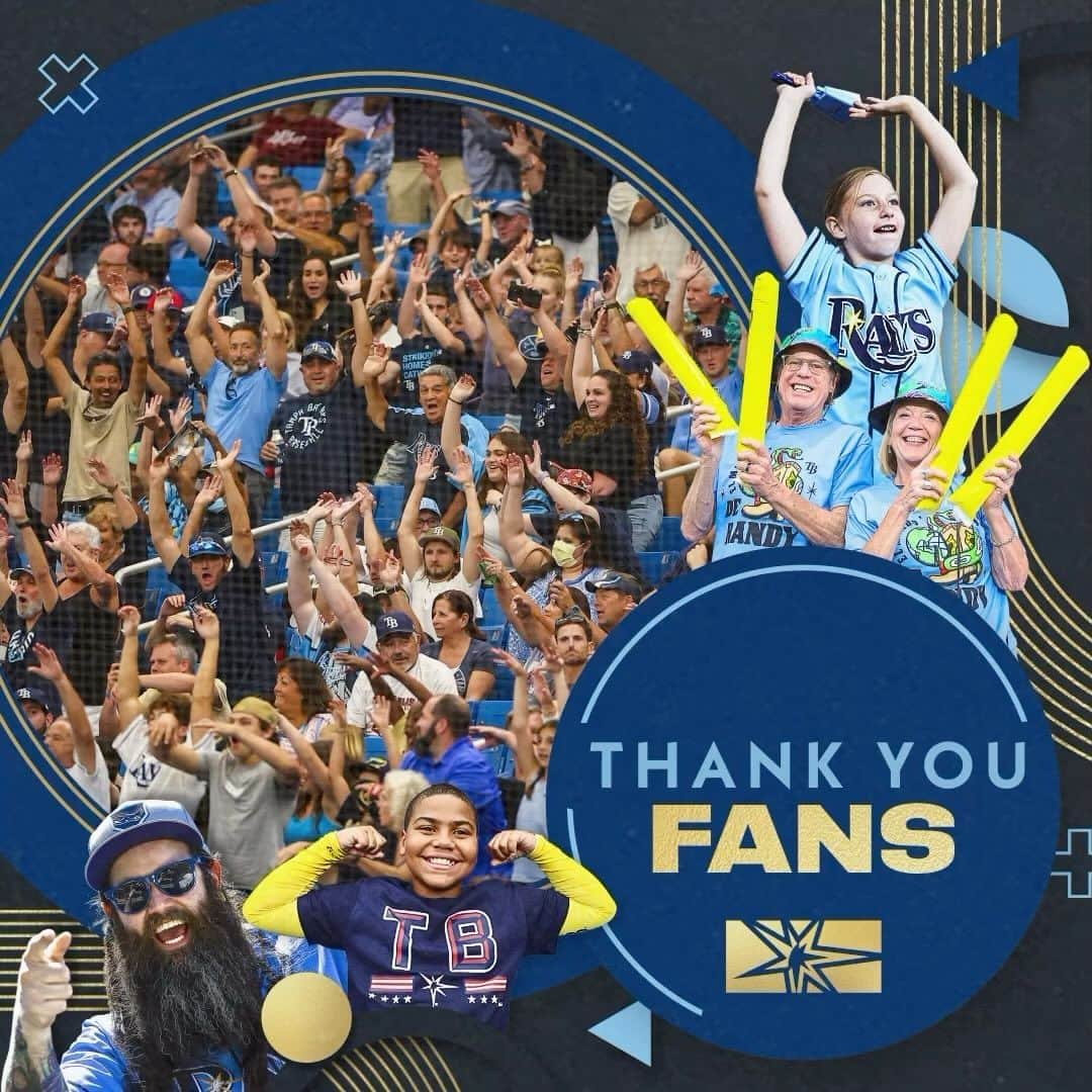 タンパベイ・レイズのインスタグラム：「Thank you Rays fans. Thank you for your support and your passion all season long.  Thank you for making Tampa Bay home 💙」