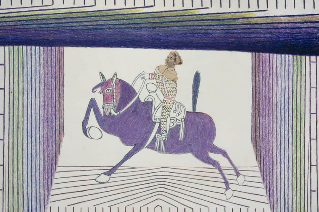 のインスタグラム：「Martín Ramírez was born in 1895 in Jalisco, Mexico. Widely considered one of the 20th century's self-taught masters of drawing, Ramírez produced approximately 450 known drawings and collages during the 15 years he spent as a psychiatric inmate at DeWitt State Hospital in Auburn, California.  Ramírez's work is characterized by intricate, densely layered drawings that often featured trains, tunnels, and horses, reflecting his personal experiences and memories.  Thanks to the encouragement of Tarmo Pasto, an artist and psychology professor at Sacramento State College, Ramírez was soon given a dedicated workspace. Pasto even mailed a tube of his drawings to the Guggenheim's director James Johnson Sweeney in New York in 1955.  ___ Martín Ramírez, "Untitled," 1954. © 2023 Estate of Martin Ramirez / Courtesy Ricco/Maresca Gallery. #MartínRamírez #LatineHeritageMonth」