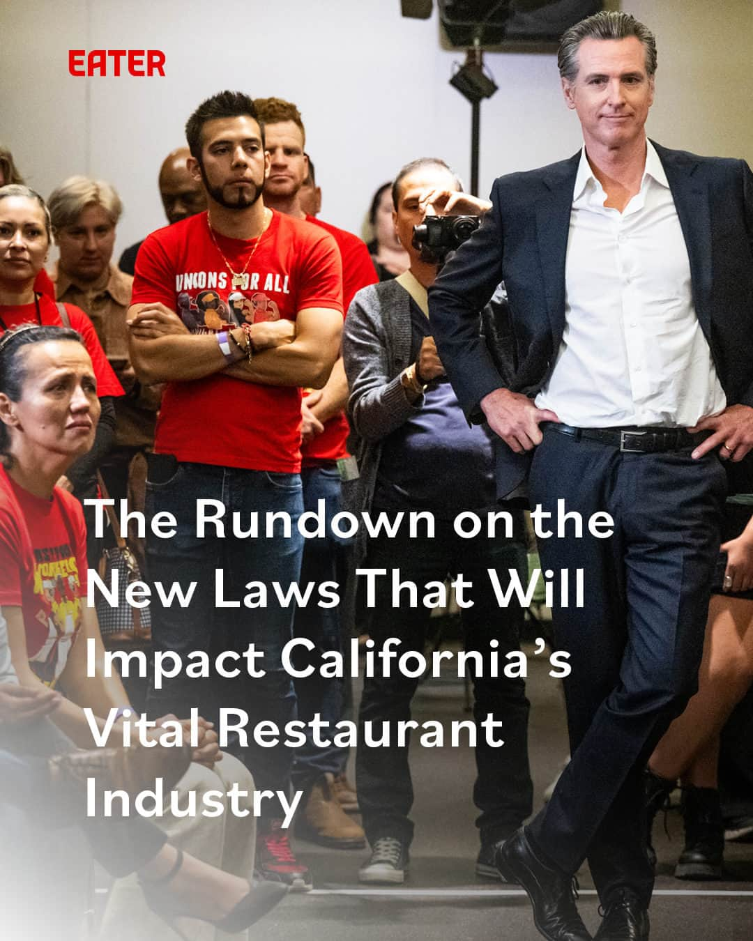 Eater LAのインスタグラム：「Fall signals the end of the legislative session when California lawmakers send their work to Gov. Gavin Newsom’s (@gavinnewsom) desk. Newsom ultimately rejects or enacts these bills into law.  One could call 2023 the year of worker protections, as legislation related to hospitality and restaurants was mostly driven by unions. Newsom has already signed two laws, including the fast-food wages deal and another on home food enterprises. There are still two others related to LA's workers and restaurant industry on his desk.  To read about those proposals, click on the link in bio to read  the report by Eater LA reporter Mona Holmes (@monaeats).   📸: Sarah Reingewirtz/Getty Images」