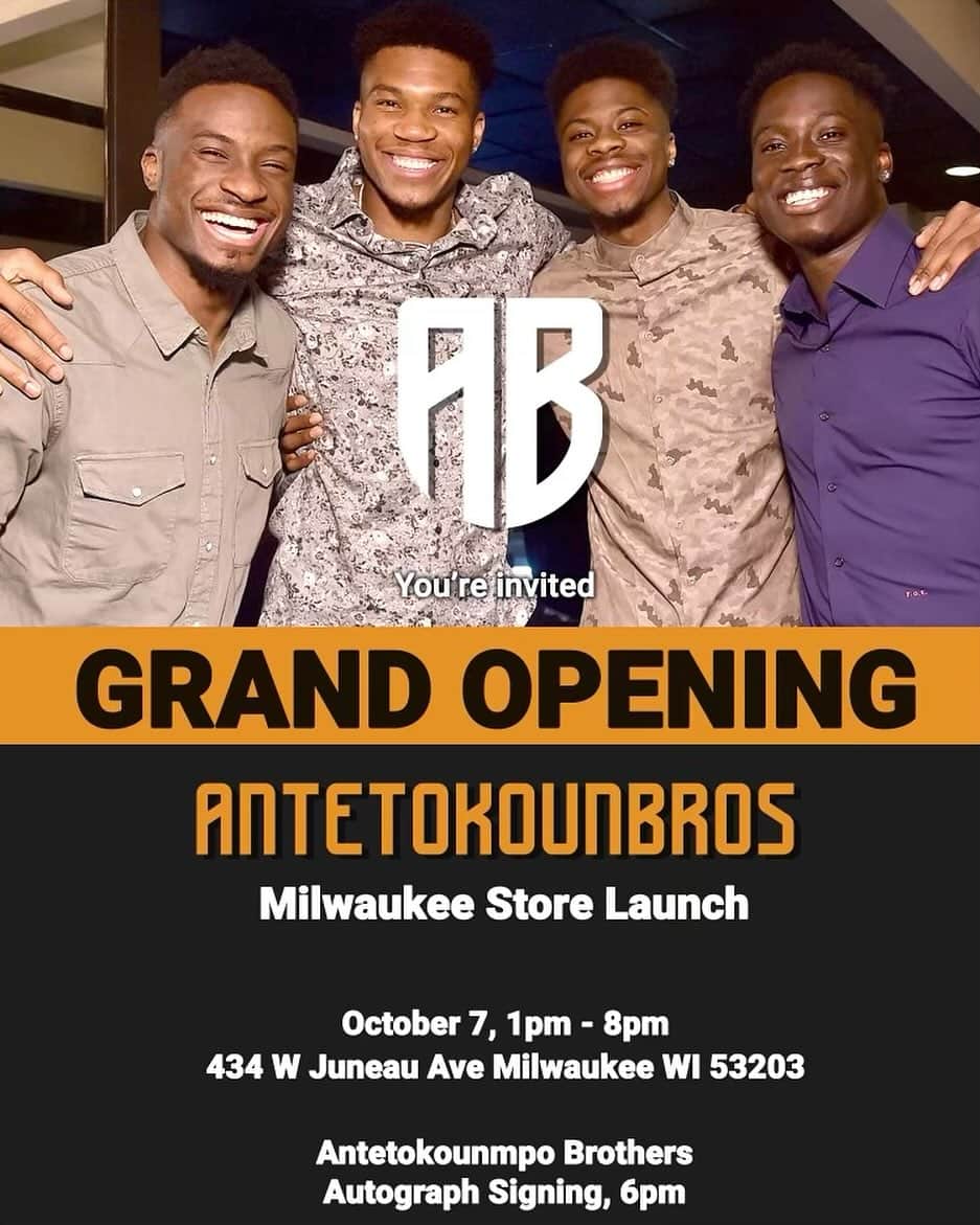のインスタグラム：「MILWAUKEE!!!!  We are proud to announce the opening of our flagship store in the United States! Join us on Saturday for the fall drop and opening celebration 💪🏾💪🏾  🚪Doors open at 1pm 🖊️Autograph signing at 6pm 👟 Zoom Freak 5 Giveaway  📍434 W. Juneau Ave」