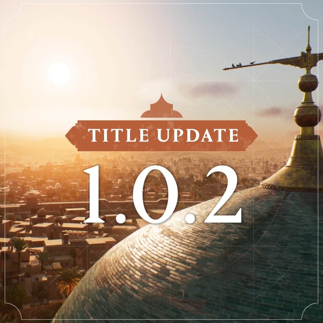 アサシン クリードのインスタグラム：「Assassin's Creed Mirage launches tomorrow with Title Update 1.0.2.  Click the link in our story to read the full patch notes! #AssassinsCreed」