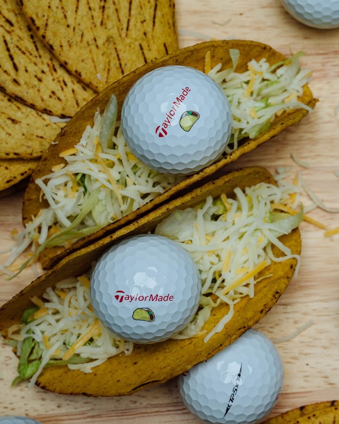 のインスタグラム：「Grab your shells, your toppings, and your #TP5x MySymbol golf balls because it's National Taco Day! Hit the link in bio to shop the taco MySymbol golf ball and over 100 other stock symbols.」