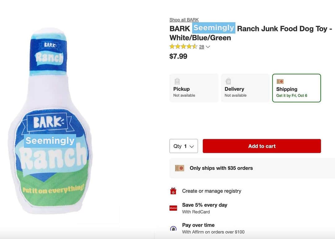 BarkBoxのインスタグラム：「HELLO @target 👋 PETITION TO CHANGE THE NAME OF THIS TOY!!   We attached a label on the second slide so feel free to print that out and follow the placement on the first photo! 🫶」