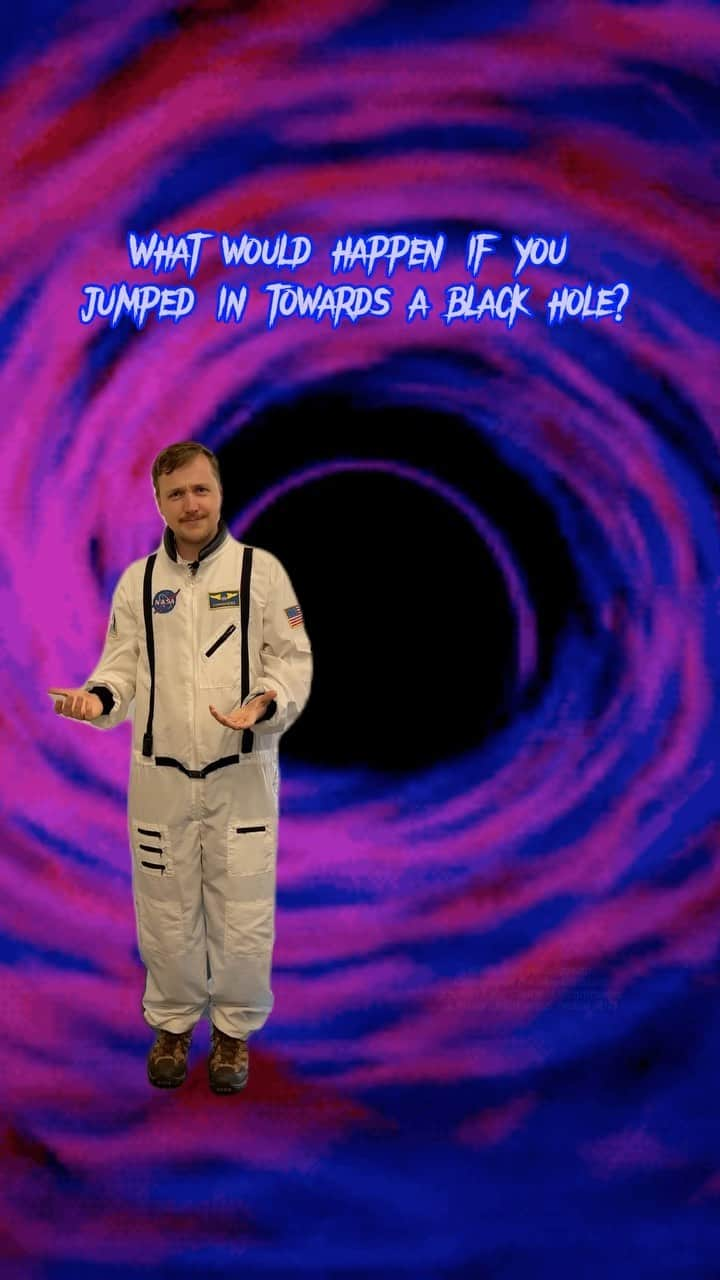 アメリカ自然史博物館のインスタグラム：「⚠️Warning: If you do jump into a black hole, we suggest a smaller stellar mass black hole. If you jump into a Super Massive Black Hole, you won’t spaghettify until you are within the event horizon—at that point, not even light can move fast enough to escape!  👾Join us in costume at the Museum for the Spooky Space program on Tuesday, October 31, to learn more about cosmic mysteries and eerie enigmas. What spooky astronomy attire will you wear?  #amnh #astronomy #thingstodoinnyc #museums #blackhole #spookyseason #halloween #spaghettification #worldspaceweek」