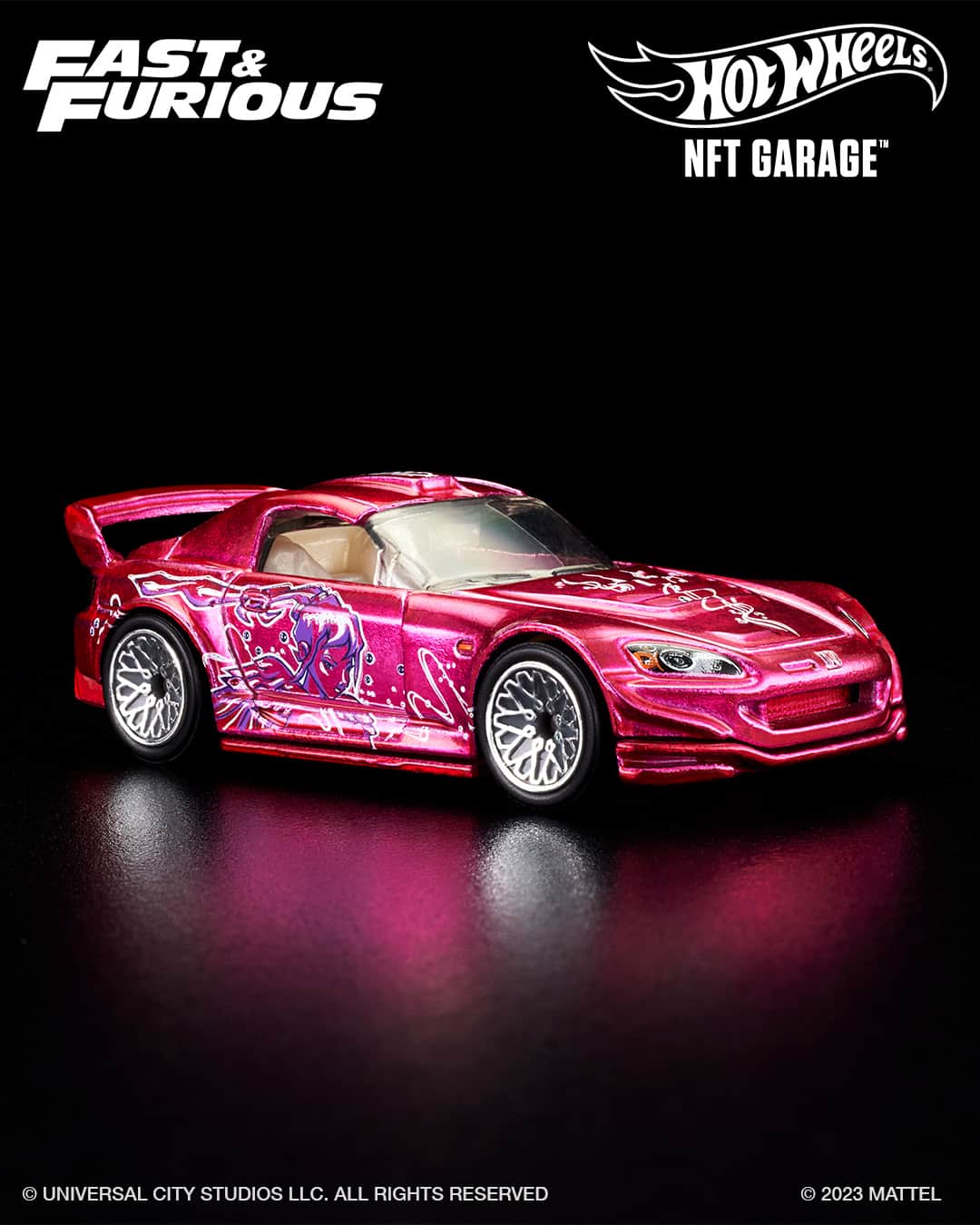 Hot Wheelsのインスタグラム：「There’s only one way to get the ultimate prize.  Collect all 19 digital cars to get your hands on the physical die-cast edition of Suki’s Honda S2000 from 2 Fast 2 Furious!  To learn more about Hot Wheels NFT Redemption, visit: MattelCreations.com」