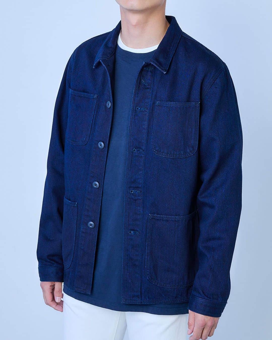 のインスタグラム：「.  JAPAN BLUE JEANS 2023 Autumn & Winter Collection  OUTER Cover All - Double Face Indigo Denim  その他　参考商品　  @denimlabo_web   #japanblue #japanbluejeans #kojima #Kurashiki #okayama #denim #jeans #indigo #aging #madeinjapan #madeinokayama  #ジャパンブルー  #ジャパンブルージーンズ #児島 #倉敷 #岡山 #日本製」