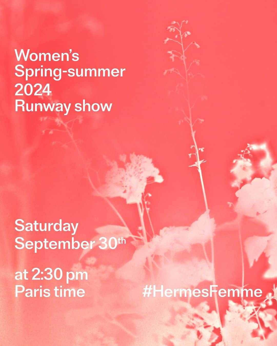 エルメスのインスタグラム：「Building momentum. Watch the women’s spring-summer 2024 runway show live on Instagram on Saturday, September 30th at 2.30 pm (Paris time).   #LiveShow  #SpringSummer2024  #ParisFashionWeek  #PFW  #HermesFemme #Hermes」
