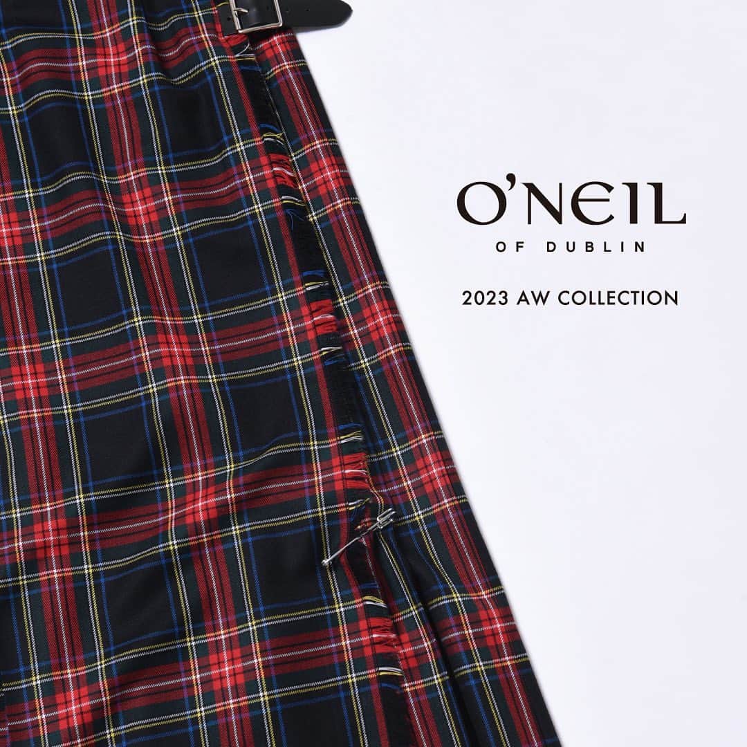のインスタグラム：「O’NEIL OF DUBLIN LONG KILT SKIRT ¥32,780 MIDDLE KILT SKIRT ¥30,800  1850年代からアイルランドの首都ダブリンで、民族衣装であるキルト製品を作り続けている名門ファクトリーブランド。伝統の製法に基づいて丁寧に織り上げられる製品は、現在もダブリンの中でも古い歴史を持つテンプルバーで作られています。流行に左右されないトラディショナルなデザインは、アイルランドの歴史と伝統の深さを感じさせてくれます。  #oneilofdublin  #23aw #bshop」