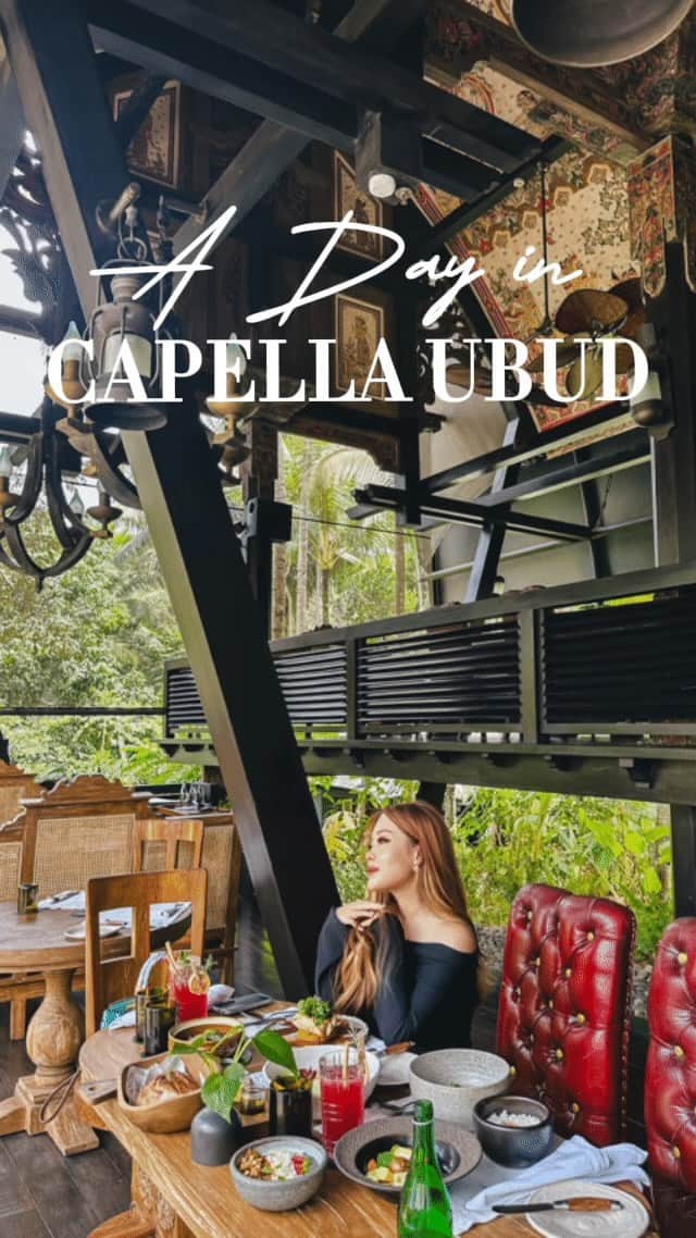 Stella Leeのインスタグラム：「I am extremely busy in Bali, and this is how I do my daily activities in Bali  Starting off with private yoga after breakfast, followed with lunch after ✨ And no other activity fits 2pm slot except massage when everything is very hot under Bali sun, and @capellaubud Massage is one of the best I have ever tried. Dont forget to run to my afternoon tea appointment and watch the sun sets behind the tree  The schedule is very packed, but don’t you love this kind of packed schedule?  I had an amazing day experience at Capella Ubud. I have always wanted to visit this hotel which won Best Hotel Award before and it impresses me so much. I will make sure to come back again 💖  @leadinghotelsoftheworld」