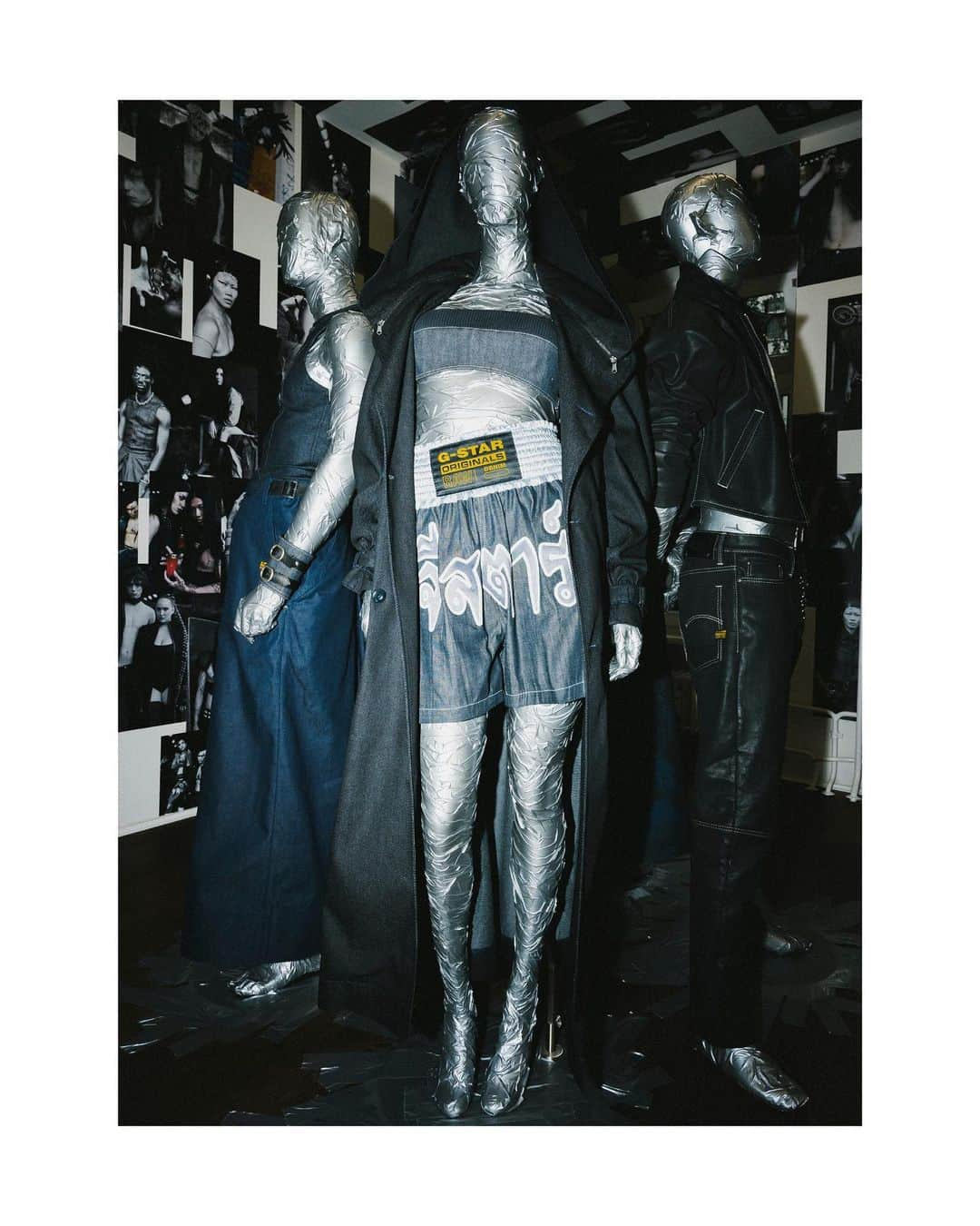 ジースター ロゥのインスタグラム：「11 +1: Club Couture   Located at Voo Space  One-of-a-kind denim couture pieces crafted by our team of designers. Inspired by the talent's clubbing outfits. Limited selects are now available to purchase from Voo Store Berlin.」