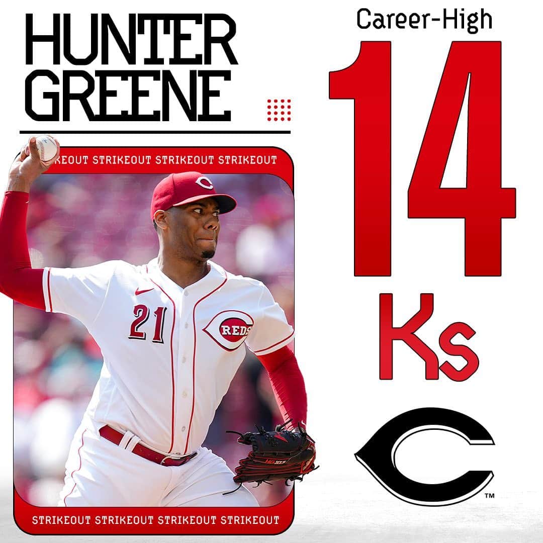 MLBさんのインスタグラム写真 - (MLBInstagram)「@TheRealHunterGreene strikes out a career-high 14. 😤  That's the most by a @Reds pitcher since 2000.」9月21日 3時37分 - mlb