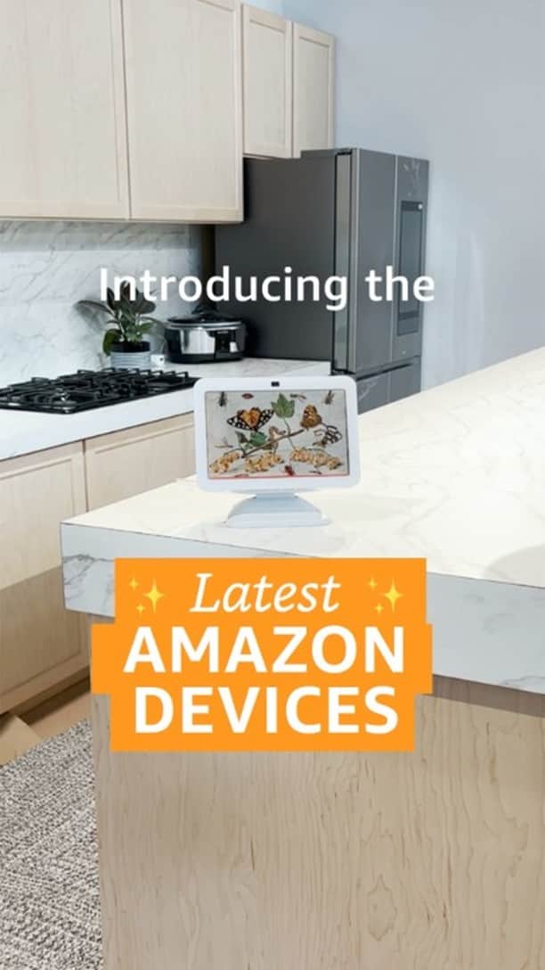 Amazonのインスタグラム：「Say hello to our latest lineup of devices! 👋 The next generation of devices and features are driven by advancements in AI and our vision of ambient intelligence, including:   🔊 The Echo Show 8 3rd Gen, featuring custom-built special audio processing technology and with a newly centered camera and background noise minimization to improve video calls.  🏡 The Echo Hub, a smart home control panel powered by @alexa99, with a touch screen and customizable dashboard for all your smart home devices.   🧒 New Echo Pop Kids, a smart speaker for children in two designs, @Marvel Avengers and @Disney Princess featuring corresponding character themes.   📺 Brand-new Bluetooth-enabled Fire TV Soundbar to enhance your home theater experience.   😎 All-new Echo Frames and Carrera Smart Glasses powered by Alexa in seven stylish options designed for everyday activities.  Which ones are you pumped to try? Get the scoop on all the devices and features at the link in bio.」