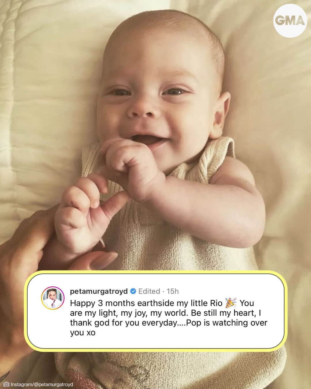 Good Morning Americaさんのインスタグラム写真 - (Good Morning AmericaInstagram)「@dancingwiththestars pro @petamurgatroyd is celebrating three months with her son Rio! The dancer, who is competing on season 32 of the hit ABC dance competition show, shared a sweet tribute to her son on Instagram. ❤️  More at the link in our bio.」9月21日 3時54分 - goodmorningamerica