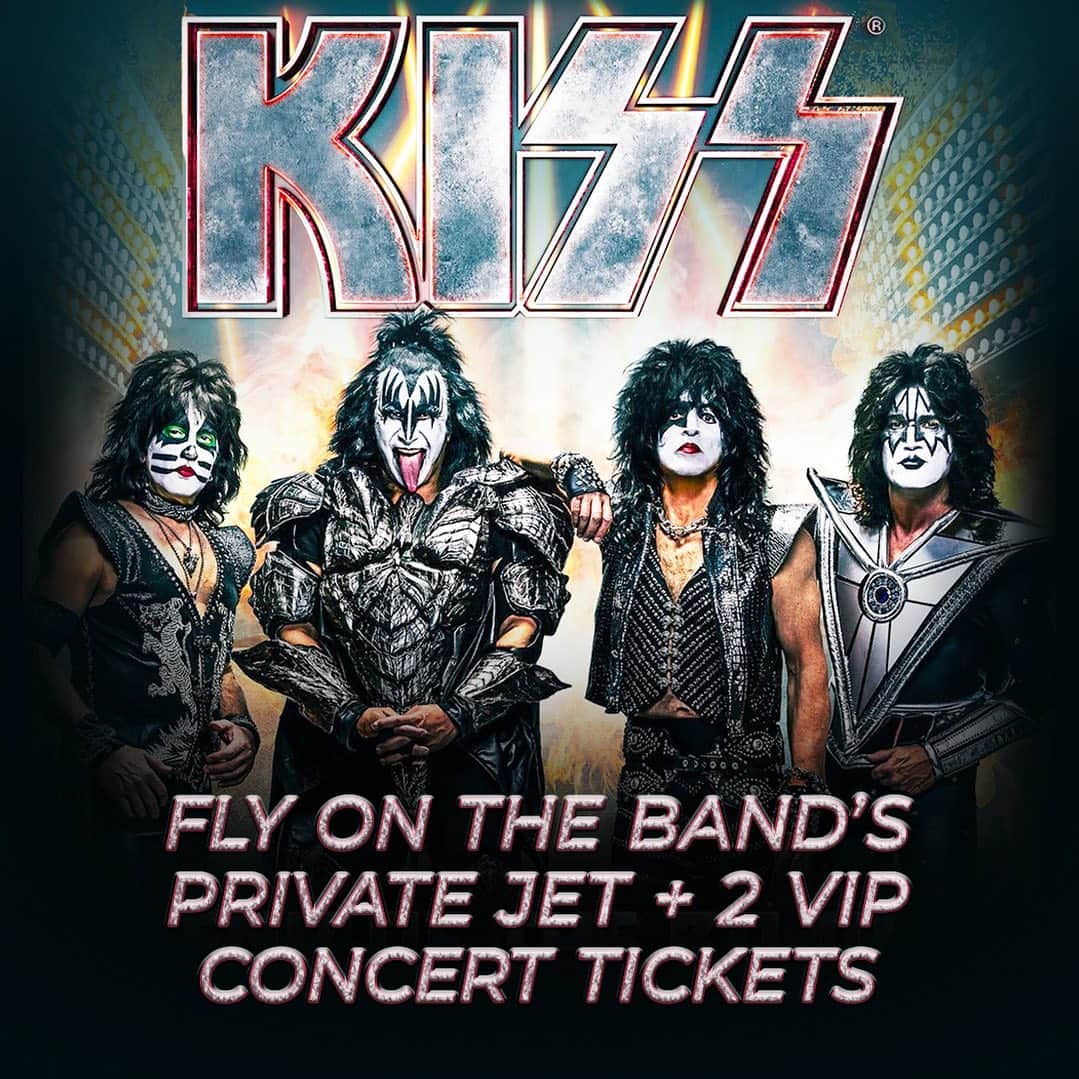 KISSのインスタグラム：「JUST LAUNCHED! ⚡️  @kissonline is bringing a lucky fan on a once-in-lifetime “rocket ride” on their private jet to a stop on their End of the Road Tour!  Proceeds from this incredible experience will support Children of the Rainforest.  Learn more and bid at http://Charitybuzz.com/KISS. 🤘」