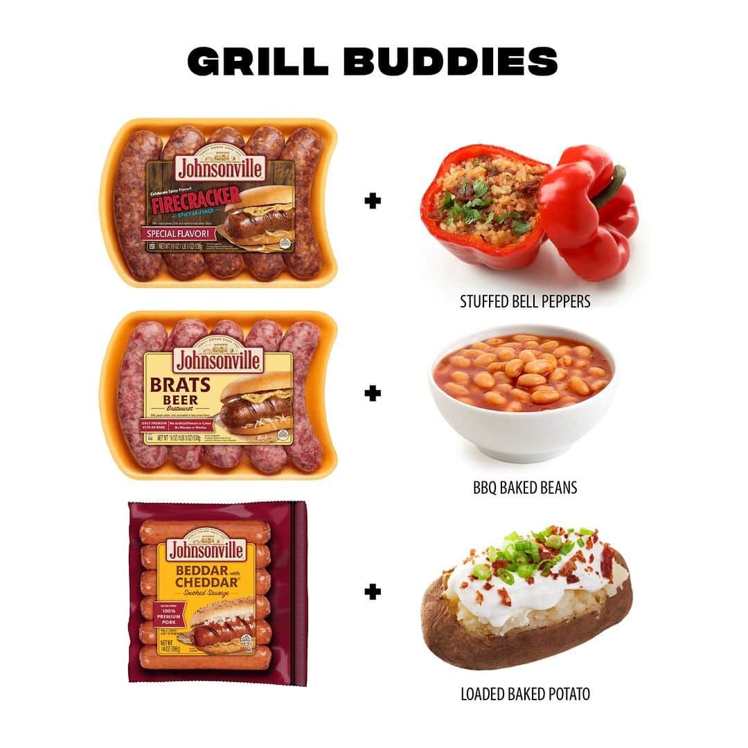 のインスタグラム：「Just a couple of #besties that are a match made in grill heaven! ❤️ 🤝  #johnsonville #johnsonvillesausage #betterwithsausage #grilling #summergrilling」