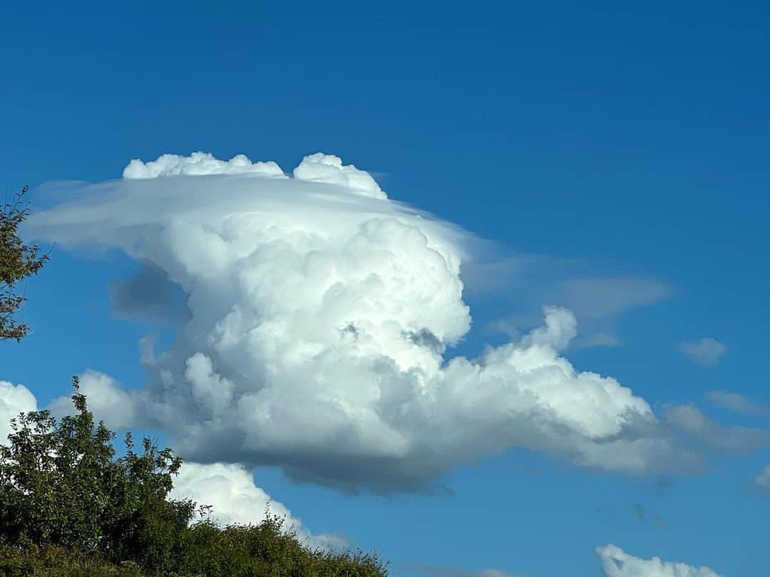 深沢邦之のインスタグラム：「なんかさぁ 最近の天候変化 激しいですよねぇ😅 怖いくらいですよねぇ😱 そんな中みかけた ほっこりモッコリ雲😁見る人によって 様々なモノに 変化してくれそうで👍 でも この雲は 半端なく大きい雲で😁 この雲を見つけて 写真に収めるまで 車を停め止め ポジションを探しました😁 2枚目 安達太良山登山 ひたすら登って ひたすら喋って そんな感じの今日の動画 #深沢邦之チャンネル で検索して下さいね😁 皆さんの日常に 非日常の何かを 届けられていますよーに❣️ #深沢邦之 #深沢邦之チャンネル #登山 #日本百名山 #安達太良山 #自然#癒し #剣道 #剣道五段 #リバ剣 #出稽古  　　ふかふかチャオ」